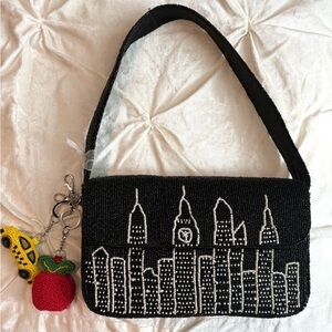 🗽 NYC Beaded Skyline Bag + Taxi & Apple Keychains | New York Purse